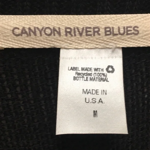 Canyon River Blues Sweater Black Open Front Cardigan Fringe Size Medium NWT - Picture 6 of 9